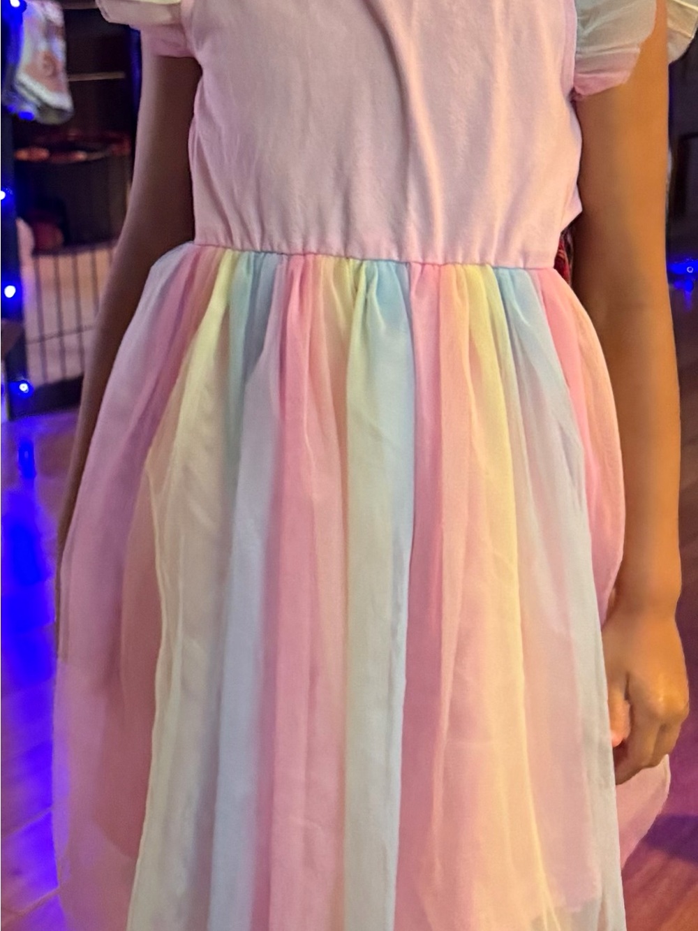 Girls' Pastel Rainbow Tulle - Pink bluey, tullie pink princess, black cat dress